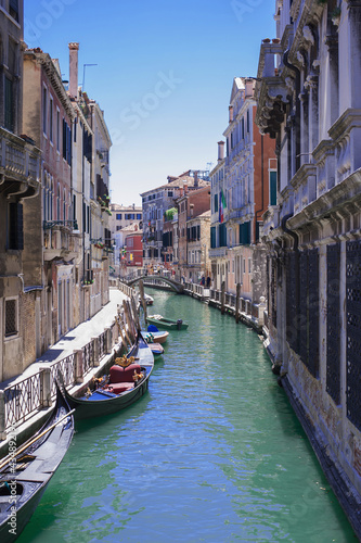 romantic idyllic views of the narrow canal street and renaissance facades of the city of Venice © Alevtina
