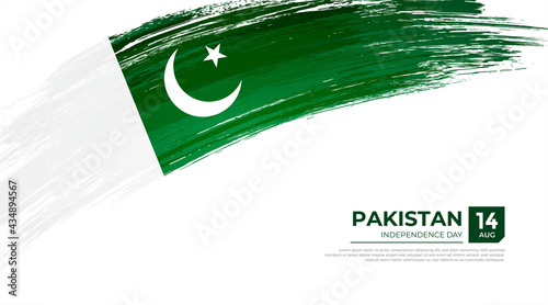 Flag of Pakistan country. Happy Independence day of Pakistan background with grunge brush flag illustration