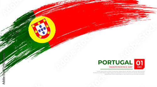 Flag of Portugal country. Happy Independence day of Portugal background with grunge brush flag illustration