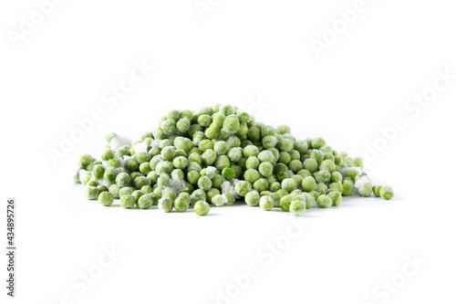 Frozen green peas isolated on white background