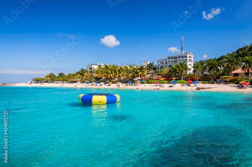 Caribbean Sunny beach and turquoise sea in Montego Bay, Jamaica island.. photo