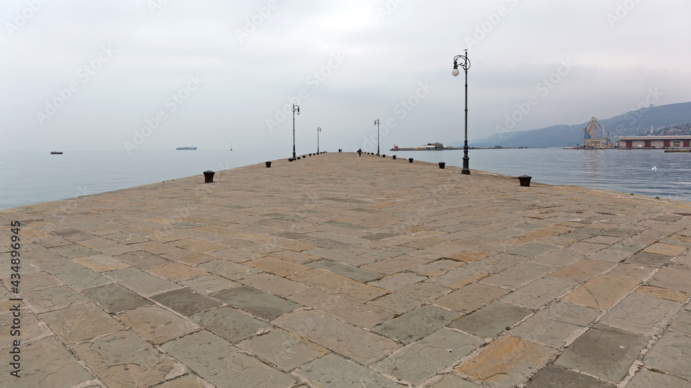 Trieste Empty Pier Fog Italy
