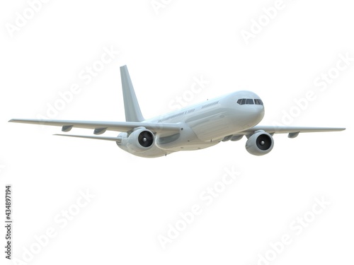 Commercial Passenger Plane in Air on White Aviation Cargo Service