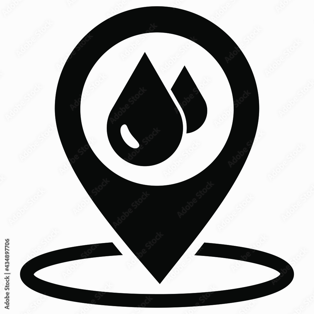 Location rain. GPS drops. Weather icon. Downpour on the map. Vector icon. Location rain. GPS drops. Weather icon. Downpour on the map. Vector icon.