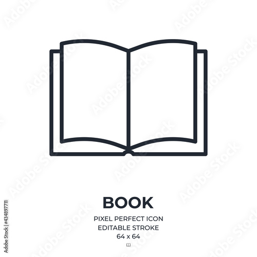 Book editable stroke outline icon isolated on white background flat vector illustration. Pixel perfect. 64 x 64.