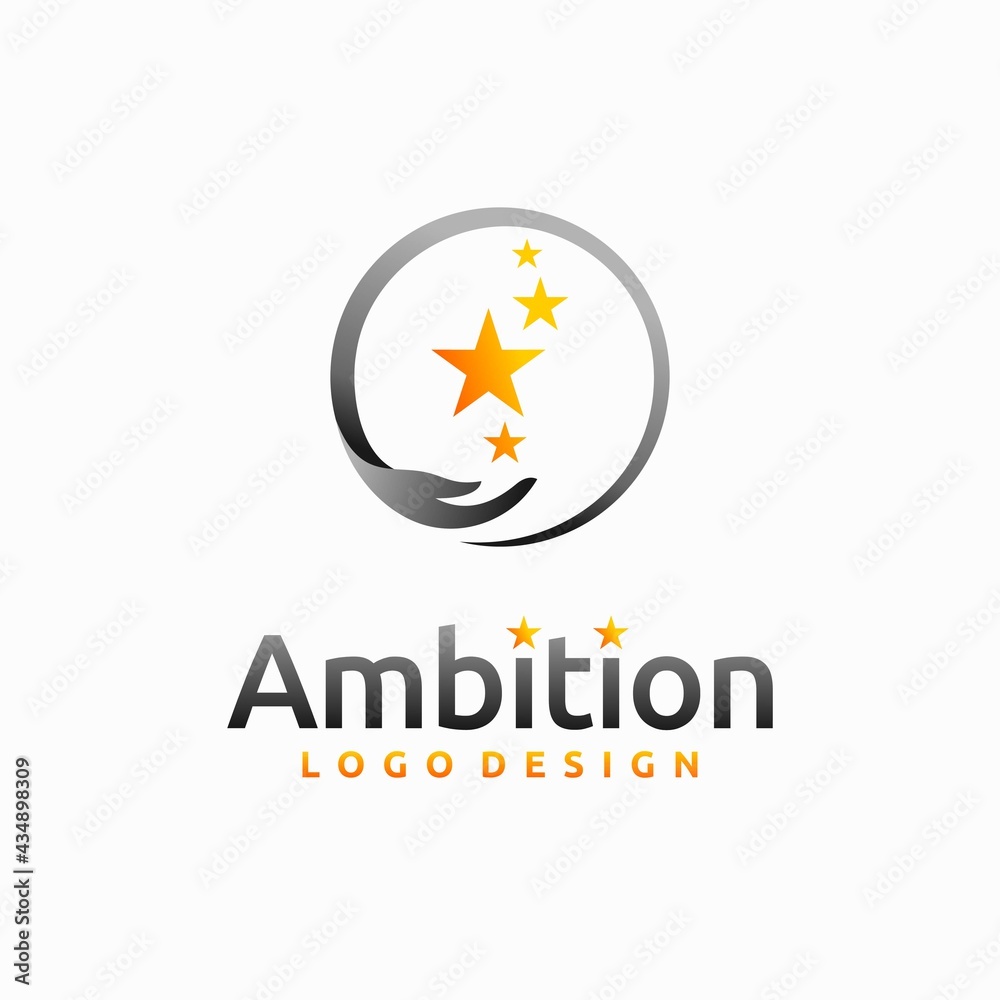Ambition logo with hand and stars concept Ambition logo with hand and stars concept