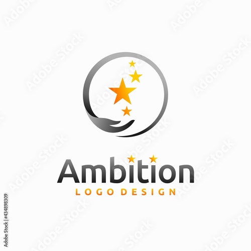Ambition logo with hand and stars concept