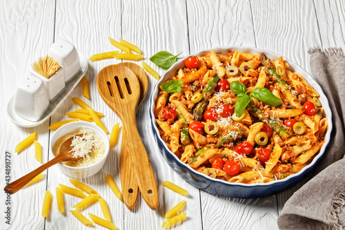 Baked Penne Pasta with Ground Turkey, Asparagus