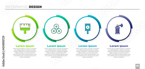 Set Paint brush, spray can, Spray nozzle cap and . Business infographic template. Vector