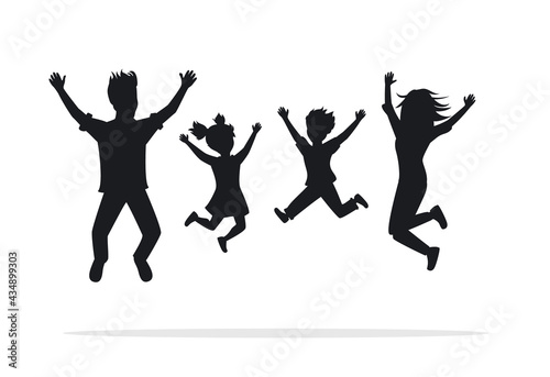 family jumping for joy silhouette scene