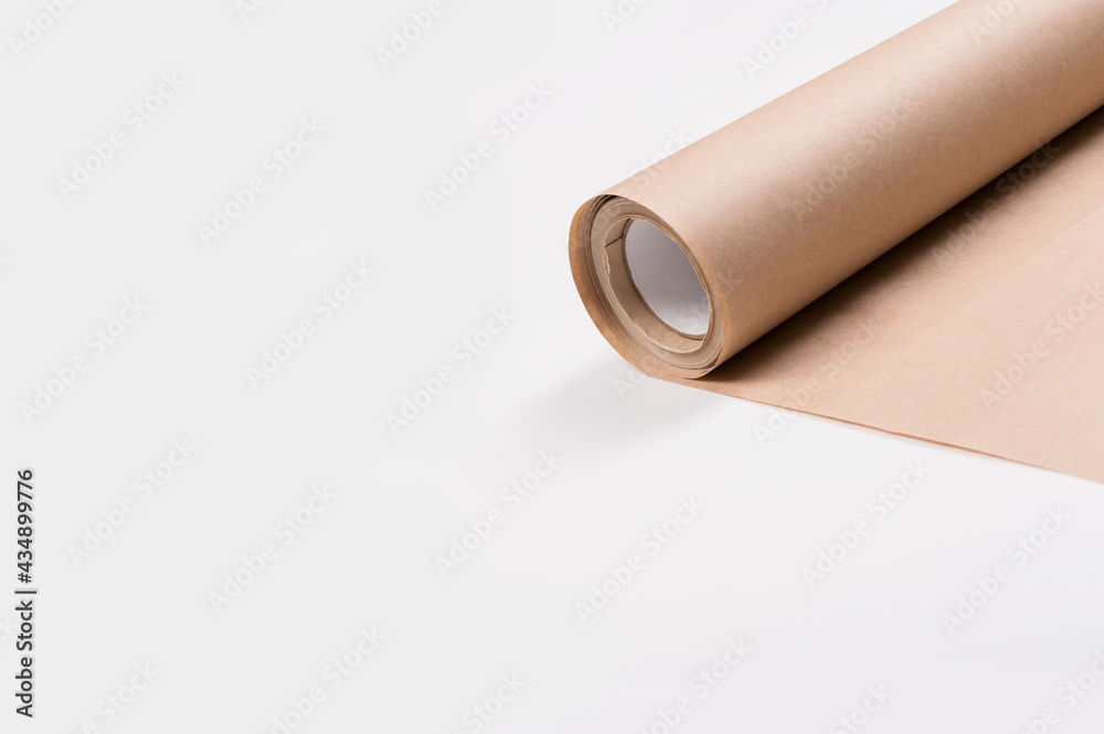 Brown paper roll on a white background Brown paper roll on a white background