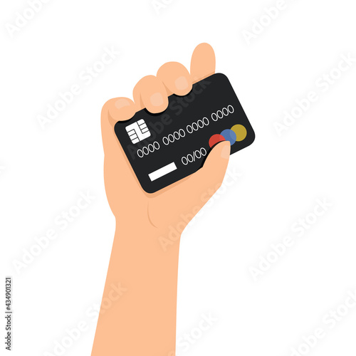 hand holding credit card, Show credit card for payment concept.