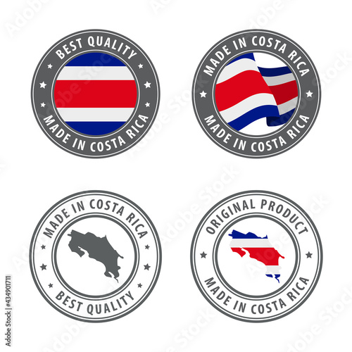 Made in Costa Rica - set of labels, stamps, badges, with the Costa Rica map and flag. Best quality. Original product. Free Download Made in Costa Rica - set of labels, stamps, badges, with the Costa Rica map and flag. Best quality. Original product. - GFXLoad