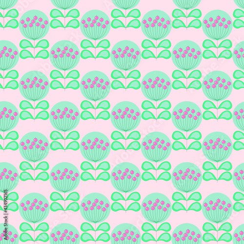 Seamless pattern with bubbly flowers