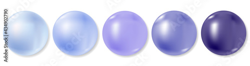 Realistic ball or purple blue pearls vector set