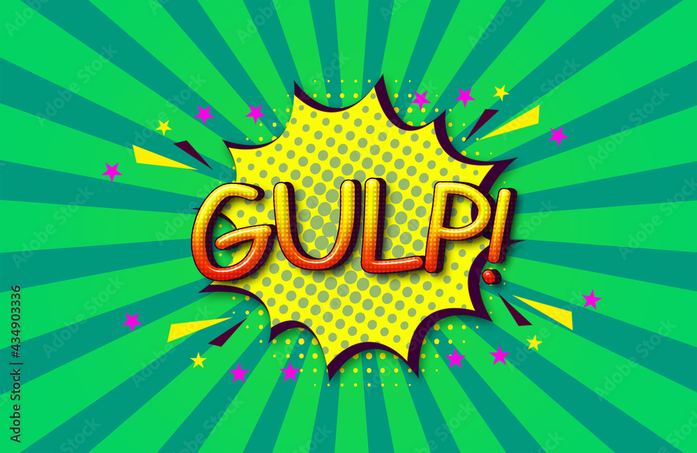 GULP Comic Speech 3d Text Style Effect high resolution Stock