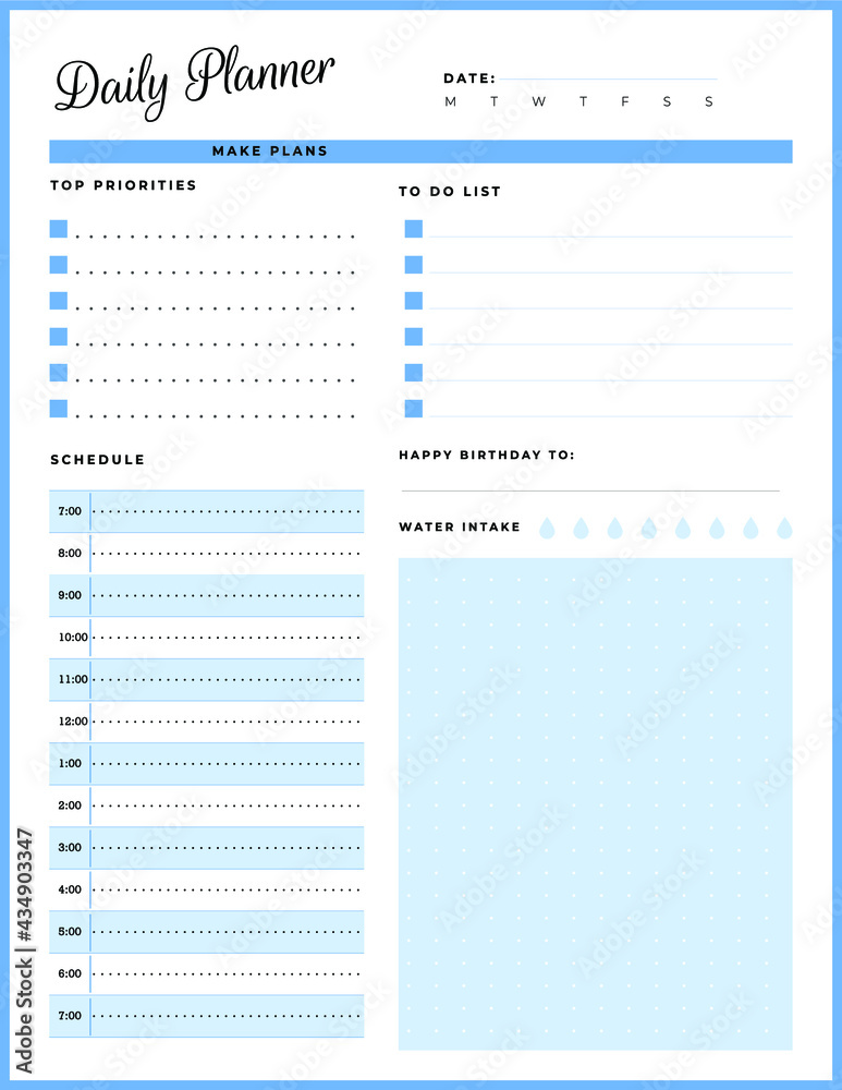 Daily planner template. printable template - Easy to plan your day ...