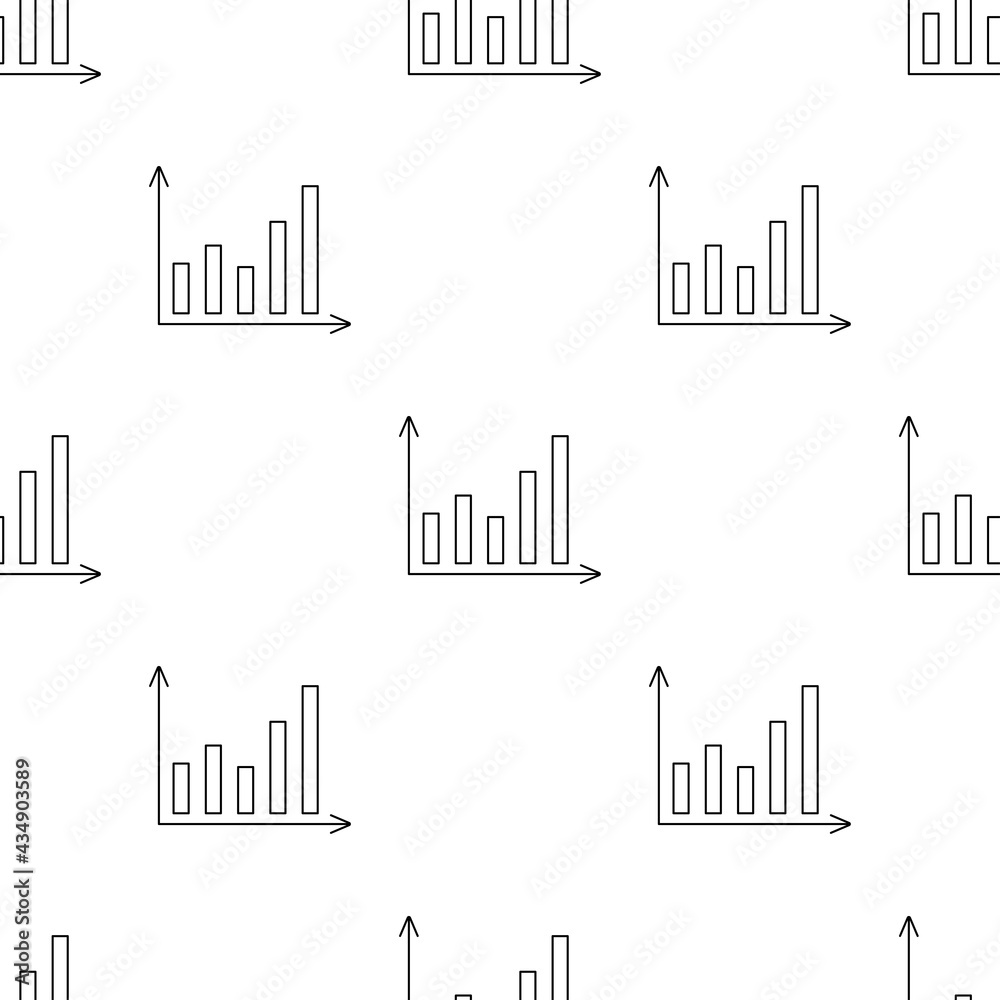 Business graphics seamless pattern isolated on white background.
