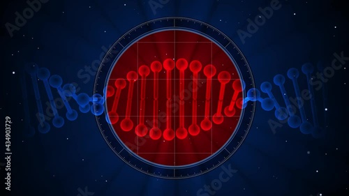 Rotating DNA molecule. Futuristic view into the microscope