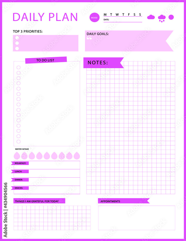 Daily planner template. printable template - Easy to plan your day ...