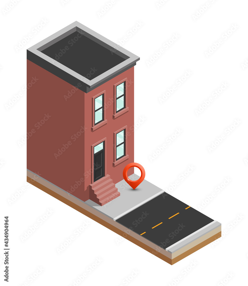 Isometric city map navigation, point markers background, isometry drawing building home, 3D simple city house GPS navigation final destination arrow paper city home. Route delivery check point graphic Isometric city map navigation, point markers background, isometry drawing building home, 3D simple city house GPS navigation final destination arrow paper city home. Route delivery check point graphic
