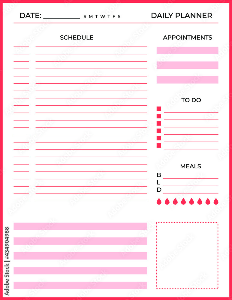 Daily planner template. printable template - Easy to plan your day. Planner note pages templates - Daily tasks, goals and appointments template -Undated Daily Planner with ToDol list - Todays Plan- 8. Daily planner template. printable template - Easy to plan your day. Planner note pages templates - Daily tasks, goals and appointments template -Undated Daily Planner with ToDol list - Todays Plan- 8.