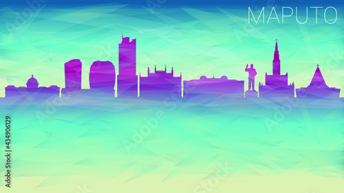 Obraz na plátne Maputo Mozambique City Skyline Vector Silhouette