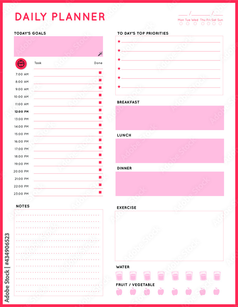 Daily planner template. printable template - Easy to plan your day ...