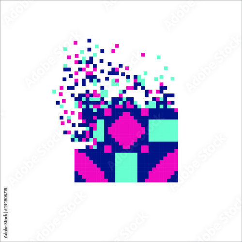 Colorful Pixel tile disintegration into pixels, illustration for graphic design