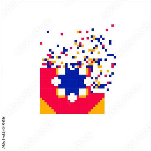 Pixel dispersed filled rectangle, illustration for graphic design