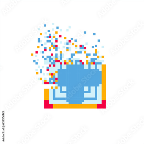 Vector Pixel tile with disintegration effect, illustration for graphic design
