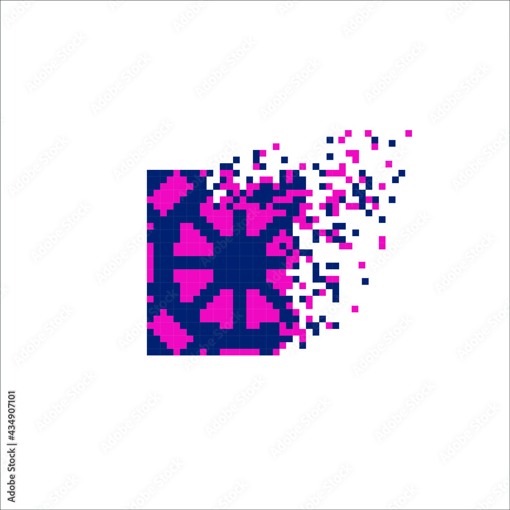 Fototapeta premium Digital Pixel dispersed filled rectangle, illustration for graphic design