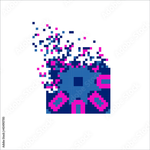 Vector Pixel tile with disintegration effect, illustration for graphic design