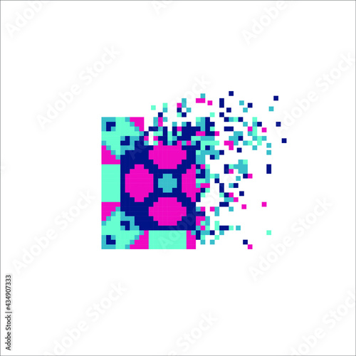 Digital Pixel dispersed filled rectangle, illustration for graphic design