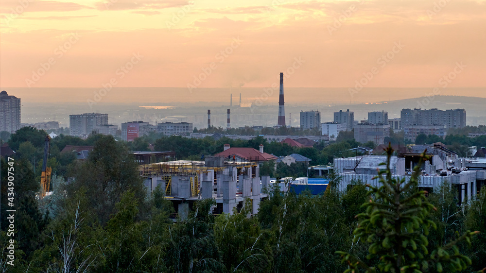 sunset view of the Almaty city, Kazakhstan