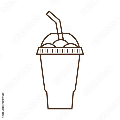 Vector slush drink isolated icon. Cartoon ice cup (Frozen Drink). Emoji clipart drawing of tropical smoothie shake.