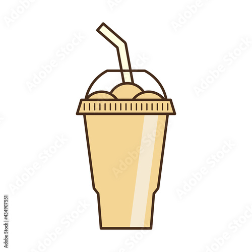 Vector slush drink isolated icon. Cartoon ice cup (Frozen Drink). Emoji clipart drawing of tropical smoothie shake.