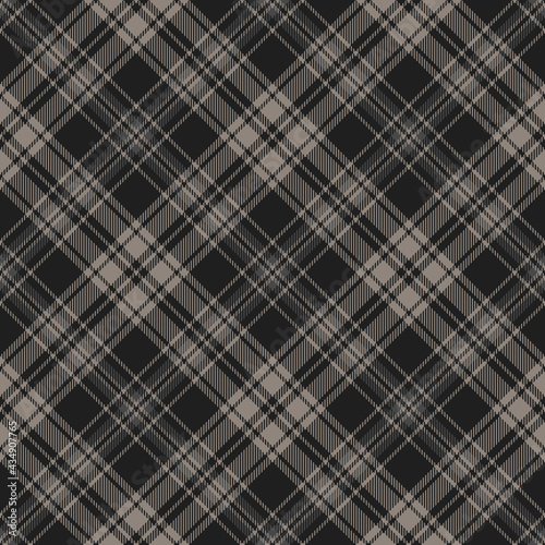 Check plaid pattern autumn winter in dark grey. Seamless tartan vector graphic textured monochrome background for flannel shirt, skirt, throw, poncho, scarf, other modern fashion fabric design.
