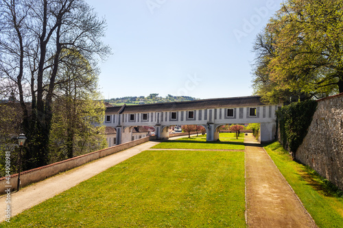 Connecting corridor, covered bridges between the Minorite Monastery and Historical Parks, Castle Cesky Krumlov, Czechia