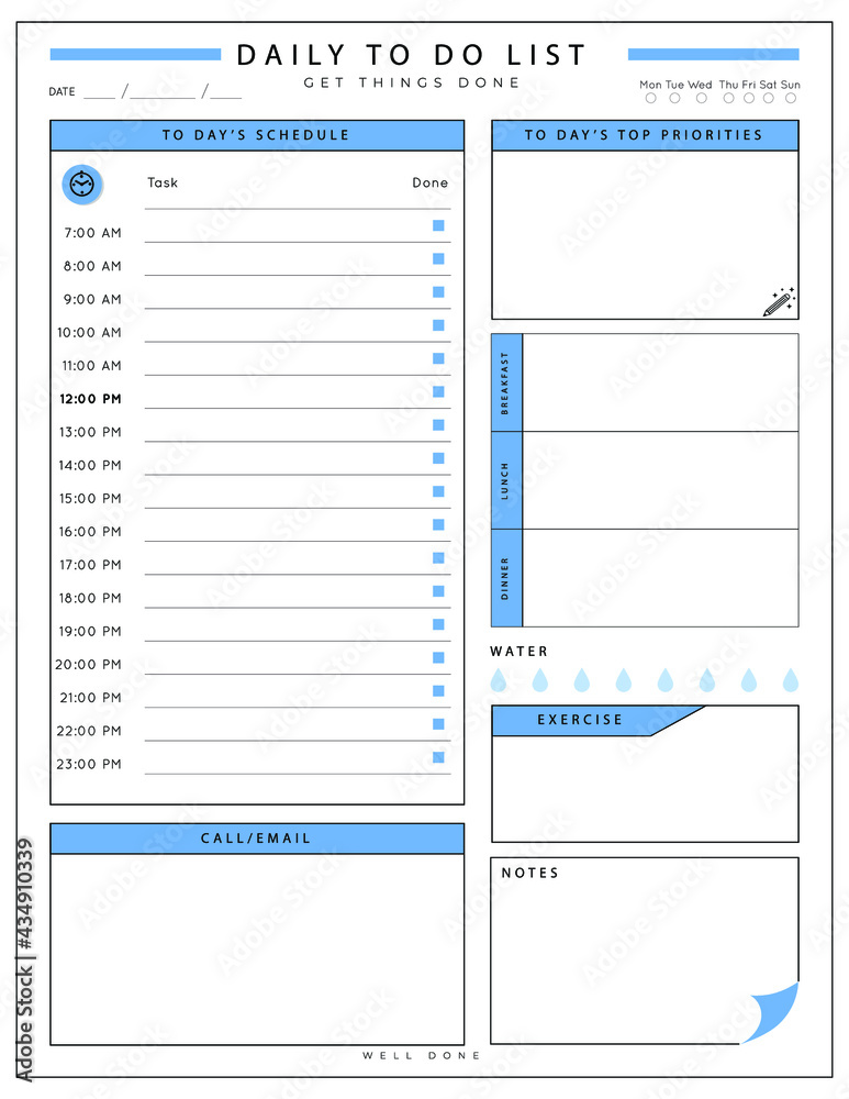 Daily planner template. printable template - Easy to plan your day ...