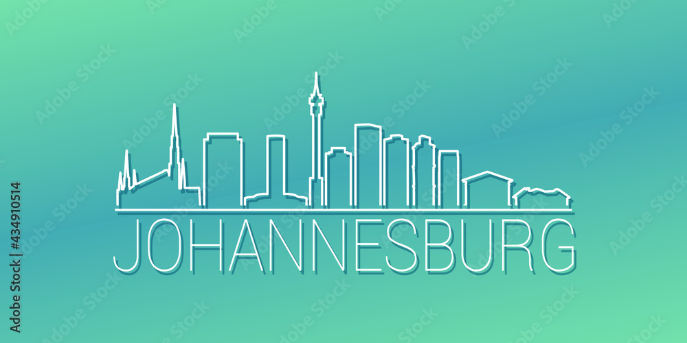 Fototapeta premium Johannesburg, South Africa Skyline Linear Design. Flat City Illustration Minimal Clip Art. Background Gradient Travel Vector Icon.
