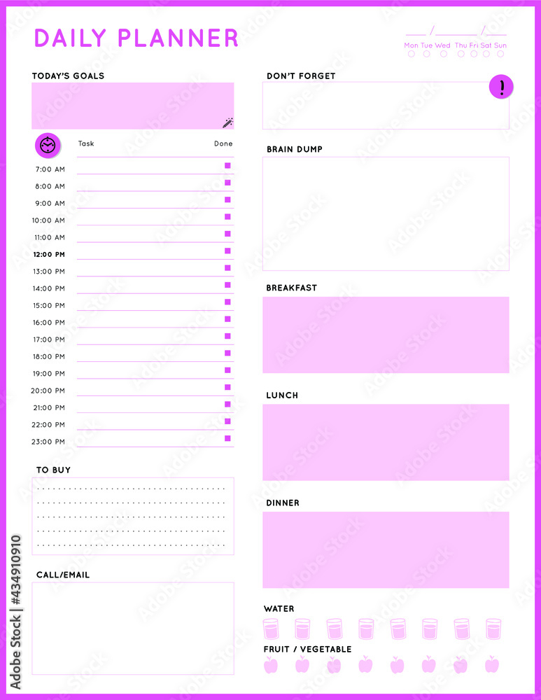 Daily planner template. printable template - Easy to plan your day ...