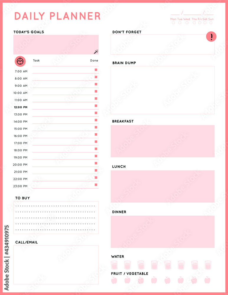 Daily planner template. printable template - Easy to plan your day ...