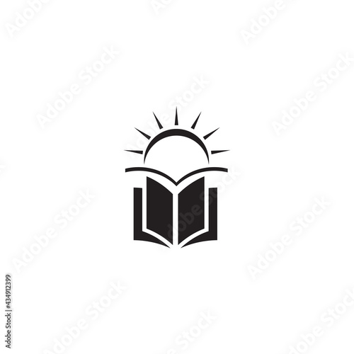 Book and sun logo design template