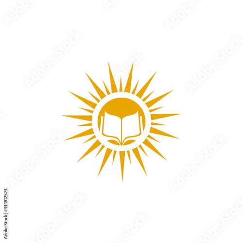 Book and sun logo design template