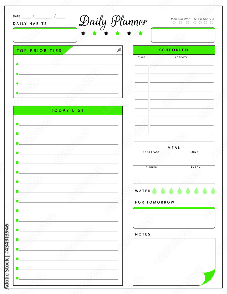 Daily planner template. printable template - Easy to plan your day ...