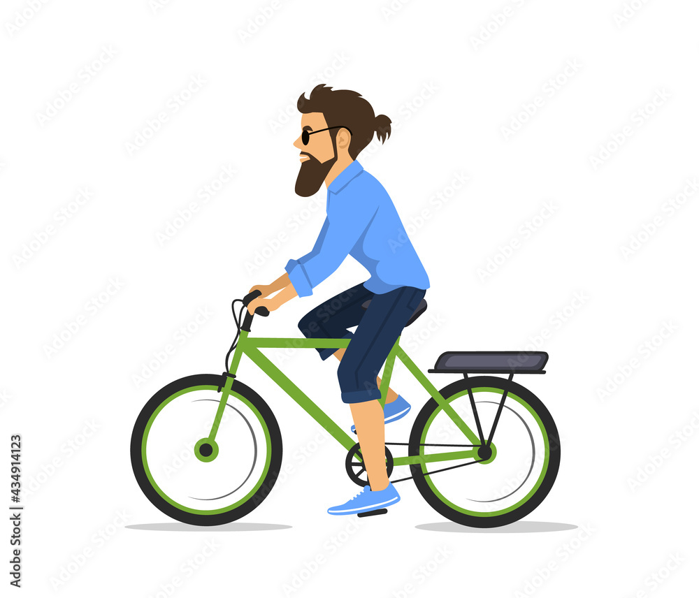 Naklejka premium man riding electric bike