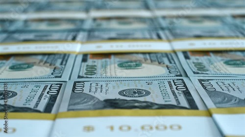 Wads Of One Hundred USA Dollar Bills. Business, Banking And Finance Concept. Close Up