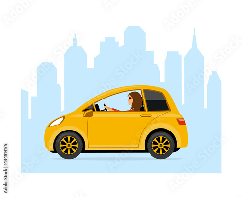 Fototapeta Naklejka Na Ścianę i Meble -  woman driving electric car