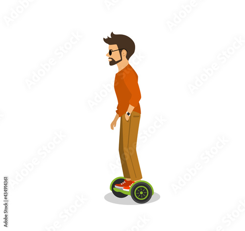 cool man riding gyroscooter hoverboard